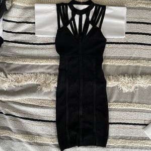 bebe Black Strappy Bandage Dress